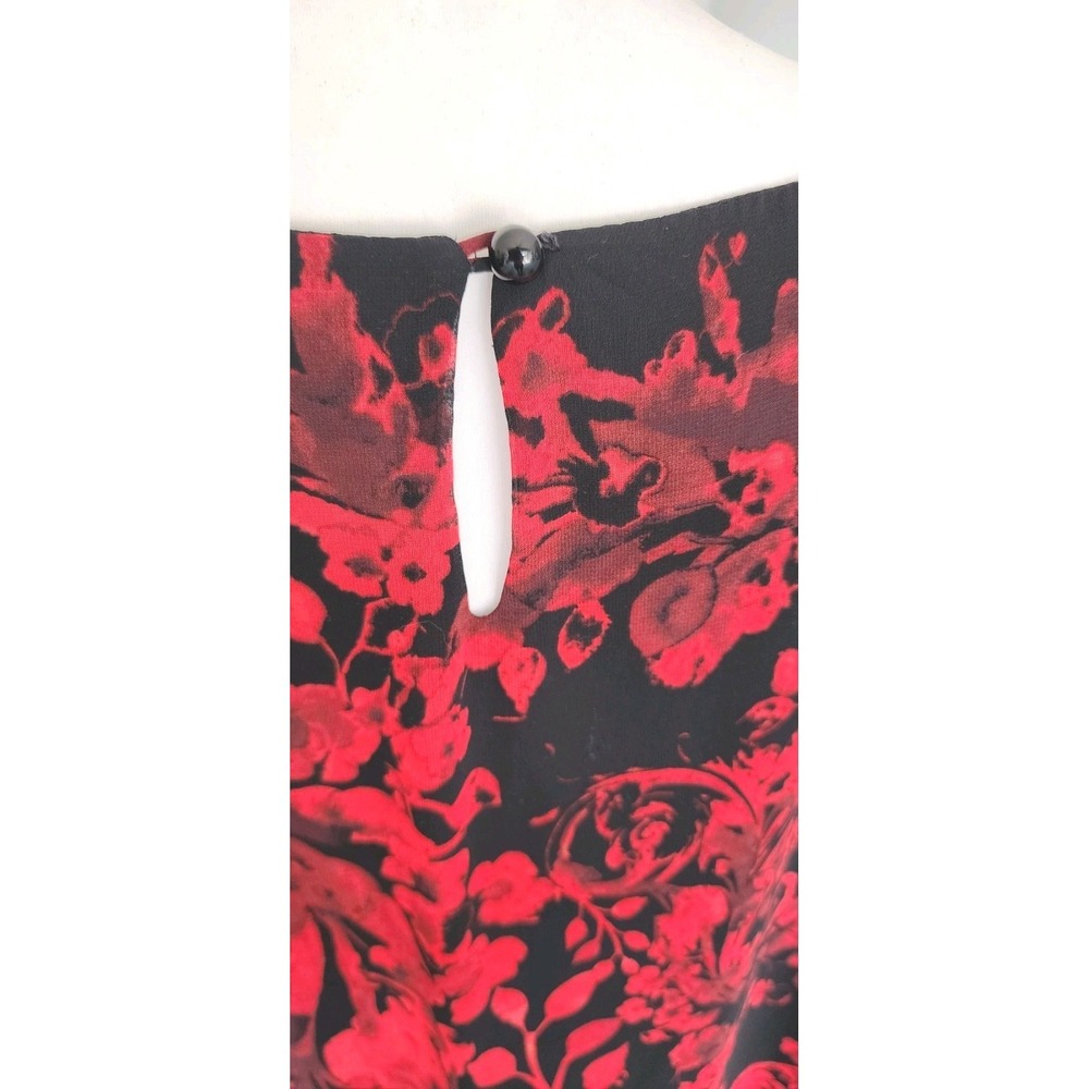 Connected Apparel Sheath Dress Womens 20W‎ Tiered Red Black Floral Career Casual - Picture 3 of 9